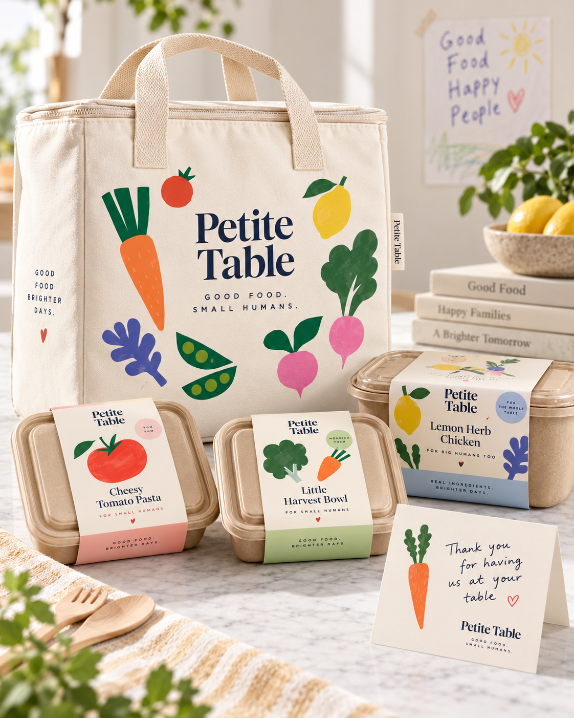 Detail of Petite Table menu and food illustrations